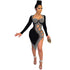 Diamond Inlaid Long Sleeve Nightclub Dress